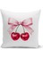 Fiyonklu Kiraz Serisi Çift Tarafı Dijital Baskılı 3'lü Kırlent Kılıfı Seti (Cherry With Bow) 2