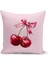 Fiyonklu Kiraz Serisi Çift Tarafı Dijital Baskılı 4'lü Kırlent Kılıfı Seti (Cherry With Bow) 2
