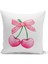 Fiyonklu Kiraz Serisi Çift Tarafı Dijital Baskılı 3'lü Kırlent Kılıfı Seti (Cherry With Bow) 2