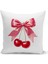 Fiyonklu Kiraz Serisi Çift Tarafı Dijital Baskılı 3'lü Kırlent Kılıfı Seti (Cherry With Bow) 2