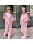 Kız Çocuk Müslin Kumaş Alt-Üst Takım ve Body 3'lü Set Pembe Renk Snm4 1