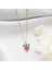 925 Ayar Gümüş Kırmızı Taşlı Çilek Kolye 4
