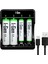 G479 4'lü Pil Şarj Aleti + 2 Adet Aa 2700 Mah + 2 Adet Aaa 900 Mah Şarjlı Kalem Pilli Set 1.2V Ni-Mh 1
