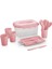 Parça Piknik Seti, 4 Kişilik, Tabak, Bardak, Çatal Kaşık Bıçak Takımı ve Saklama Kabı (Pembe) 1
