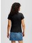 Jeans Bisiklet Yaka Düz Siyah Kadın T-Shirt A1W17004 4
