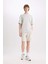 %100 Pamuk Slim Fit Dar Kesim Dar Paça Cepli Basic Düz Şort B8673AX25SM 2