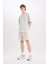 %100 Pamuk Slim Fit Dar Kesim Dar Paça Cepli Basic Düz Şort B8673AX25SM 3