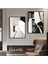 |gri-Krem -Siyah Soyutabstract Kombin 2 |çerçeveli Cam Tablo 2li Dikey 1