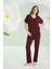 Bordo Modal V Yaka Pijama Takımı 1