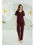 Bordo Modal V Yaka Pijama Takımı 2