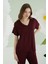 Bordo Modal V Yaka Pijama Takımı 3