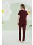 Bordo Modal V Yaka Pijama Takımı 4