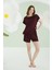 Bordo Aria Viskon Şortlu Pijama Takımı 2