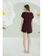 Bordo Aria Viskon Şortlu Pijama Takımı 3