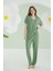 Yeşil Modal V Yaka Pijama Takımı 1