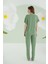 Yeşil Modal V Yaka Pijama Takımı 3