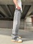 Eskitme Yıkamalı Baggy Fit Jean - Gri 2