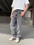 Eskitme Yıkamalı Baggy Fit Jean - Gri 4