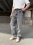 Eskitme Yıkamalı Baggy Fit Jean - Gri 5