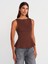 21001 Kayık Yaka Peplum Top-Açık Kahve 1
