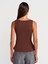 21001 Kayık Yaka Peplum Top-Açık Kahve 2