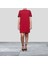 Kırmızı Kare Yaka Klasik Kısa Kollu Spor-Şık Mini Elbise 2