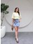Açık Mavi Mini Denim Etek 2