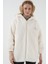 9102 Oversize Kapüşonlu Beyaz Peluş Kaban 2