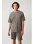 Erkek Antrasit Bisiklet Yaka Jakarlı Basic T-shirt A41y1311 4