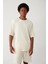 Erkek Ekru Bisiklet Yaka Jakarlı Basic T-shirt A41y1311 3