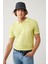 Erkek Neon Yeşil 3 Düğmeli Polo Yaka Triko Regular Fit T-Shirt A41Y5067 1