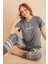 Kadın Kısa Kol Gri Pijama Takımı 50107-252 1