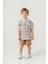 Erkek Çocuk Çizgili T-Shirt Şort Alt Üst Yazlık Ikili Takım Açık Kahve 4
