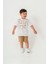 Erkek Çocuk Harf Alt Üst Yazlık T-Shirt Şort Ikili Takım Beyaz 3