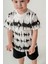 Erkek Çocuk Fashion Design T-Shirt Şort Alt Üst Yazlık Ikili Takım Siyah 3