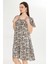 Desenli V Yaka Kısa Elbise 5