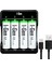 G427 4'lü Pil Şarj Aleti + 4 Adet Aa 2700 Mah Kalem Pilli Set 1.2V Ni-Mh 1