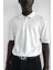 Erkek Yarım Fermuarlı Polo Yaka T-Shirt Beyaz 1