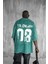 Erkek Eskitme Efektli Yıkamalı Baskılı Oversize T-Shirt Yeşil 3
