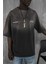 Erkek Renk Geçişli Baskılı Oversize Yıkamalı T-Shirt Kahverengi 5
