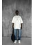 Erkek Oversize Fitilli Bisiklet Yaka T-Shirt Beyaz 2