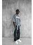 Erkek Yıkamalı Yumuşak Dokulu Oversize T-Shirt Füme 4