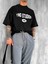 Erkek Baskılı Oversize Forma Kumaş T-Shirt Siyah 1