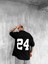 Erkek Baskılı Oversize Forma Kumaş T-Shirt Siyah 2