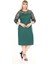 Flok Kol Büyük Beden Yeşil Elbise 30A-2660 2