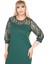 Flok Kol Büyük Beden Yeşil Elbise 30A-2660 3