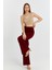 Bordo Palazzo Geniş Paça Dokuma Kumaş Pantolon 1