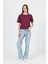 Bordo Bisiklet Yaka %100 Pamuk Relaxed Fit Tişört 2142M 1