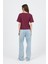 Bordo Bisiklet Yaka %100 Pamuk Relaxed Fit Tişört 2142M 4
