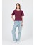 Bordo Bisiklet Yaka %100 Pamuk Relaxed Fit Tişört 2142M 5